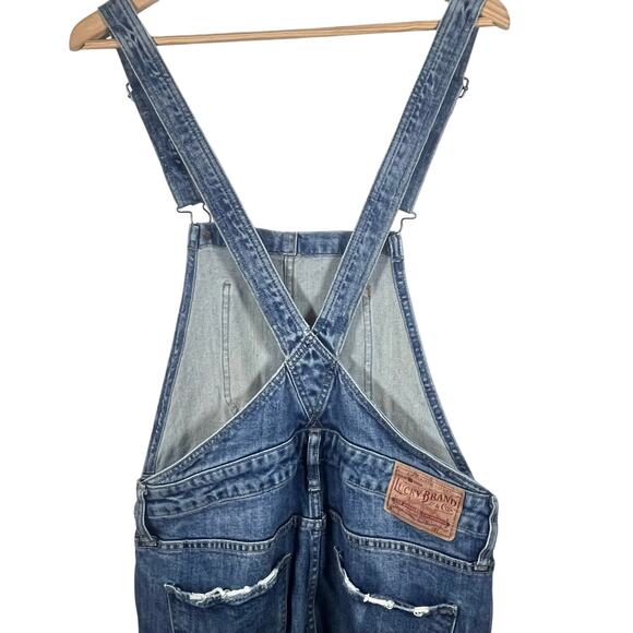 Lucky Brand Denim Boyfriend Distressed Overall Jeans Size Medium - Picture 9 of 15